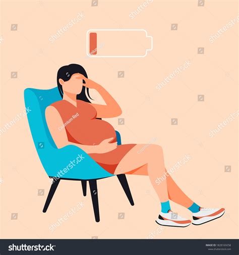 Tired Pregnant Woman Cartoon Tired Mom Vector & Photo (Free Trial)