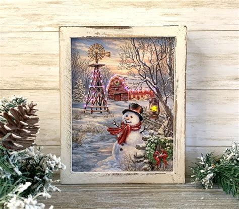 Winter Windmill Lighted Shadow Box