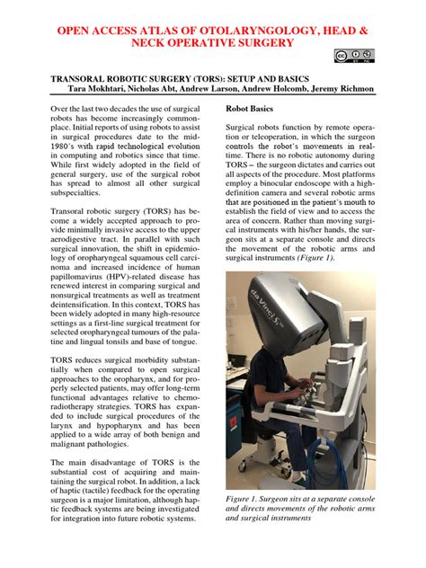 Transoral Robotic Surgery Tors Setup And Basics Pdf