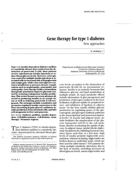 (PDF) Gene therapy for type 1 diabetes. New approaches