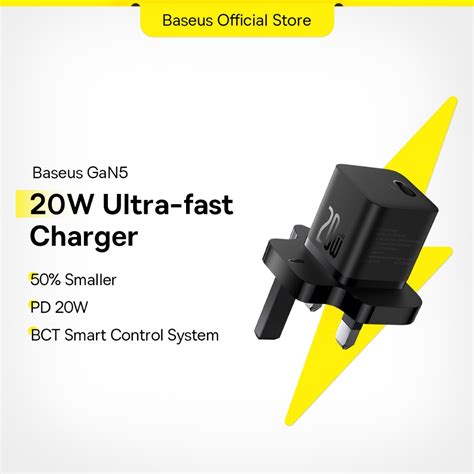 Baseus Gan Fast Charger Mini C W Uk For Iphone Shopee Malaysia