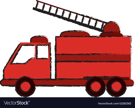 Drawing truck fire rescue urgency attention Vector Image