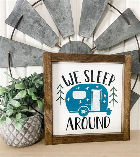 We Sleep Around Camping Sign Rv Decor Camper Wall Decor New Etsy