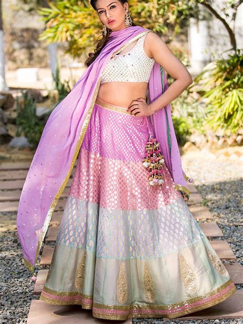 Nude Pink Embroidered Lehenga Set Priti Sahni East Boutique