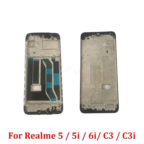 Novaphopat Black Front Housing Frame For Realme 5 RMX1911 5i 5s