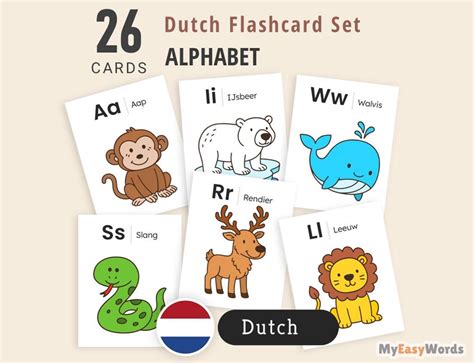 dutch animal alphabet flashcards abc cards    toddlers