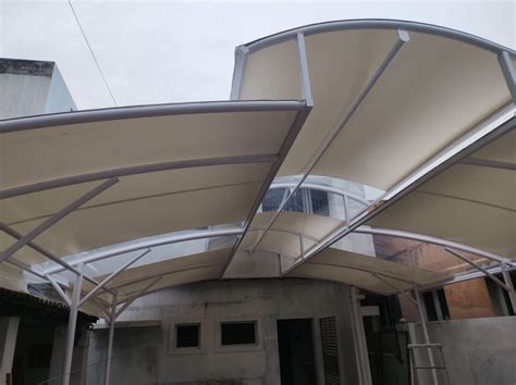 Dome Tensile Membrane Car Parking Structures For Industry Coated At