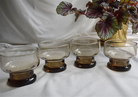 Vintage French Luminarc Smoked Glass Dessert Bowls 1970s Retro Etsy