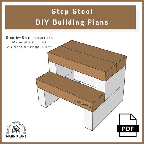 Step Stool Diy Building Plans Pdf Download Format Etsy