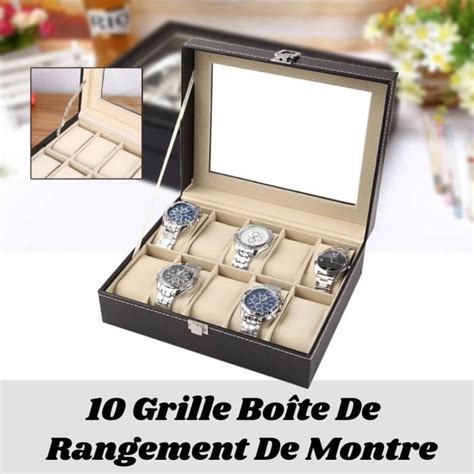 HEG Coffret Présentoir Boîte Boîtier à Montre Bijoux avec 10