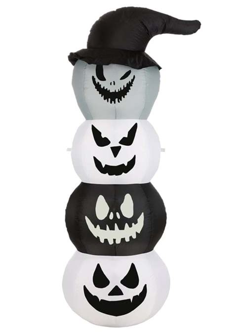 5FT White & Black Stacked Jack O Lantern Inflatable Halloween Prop ...