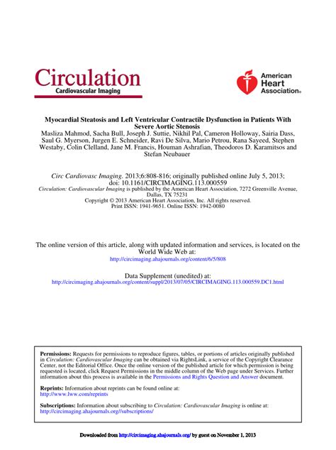 Pdf Myocardial Steatosis And Left Ventricular Contractile Dysfunction