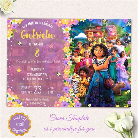 Encanto Birthday Invitation Mirabel Encanto Invite Digital Etsy Uk