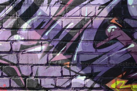 Fragmento De Dibujos De Graffiti La Antigua Muralla Decorada Con