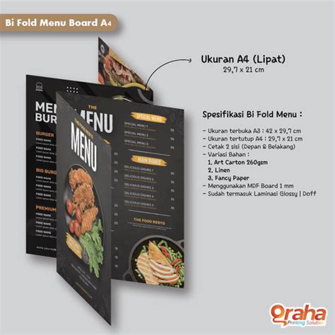 Jual Cetak Daftar Menu Board Papan Menu Menu Resto A Bi Fold