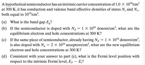 Solved A hypothetical semiconductor has an intrinsic carrier | Chegg.com