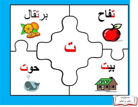 بطاقة حرف التاء بأشكاله المختلفة حروفي