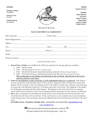 Fillable Online Log Cabin Rental Agreement Fax Email Print Pdffiller