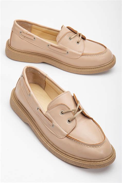 Rahat Kalıp Termo Taban Bağcıklı Kadın Nude Cilt Loafer TBACR804 Tonny Black