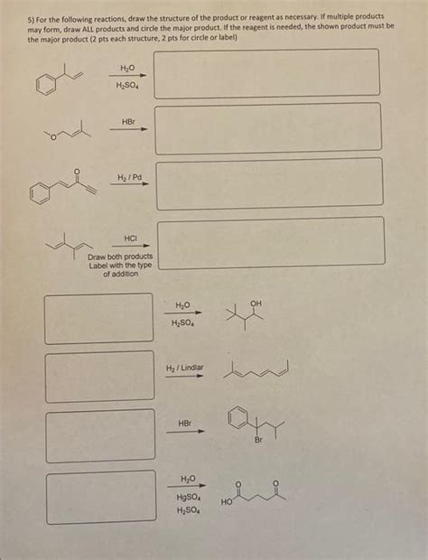 Solved For The Following Reactions Draw The Structure Of Chegg