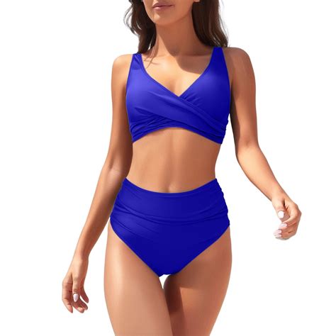 Flash Deal Piece Swimsuit For Women Retro Wrap High Waist Bikini Piece Swimsuit Print Tow Set