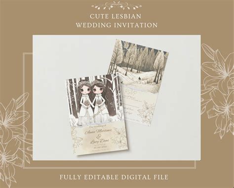 Lesbian Wedding Invitations Template Ideas Same Sex Women Wedding Lesbian Wedding Card Women