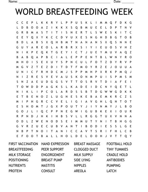 TMC Celebrates World Breastfeeding Week Word Search WordMint