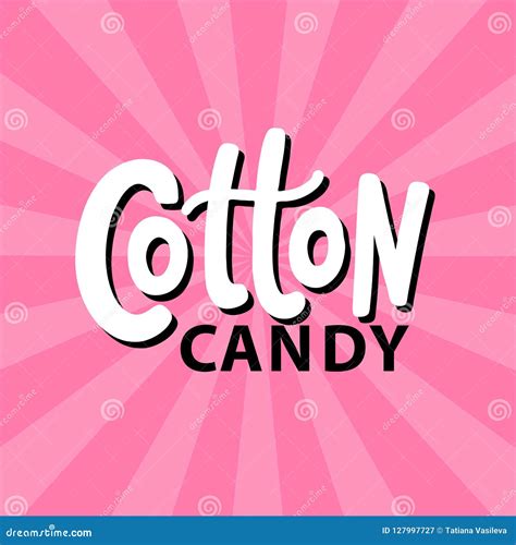 Cotton Candy Text Logo Lettering Hand Drawn Vector Illustration