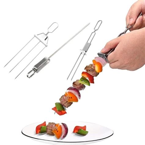 Stainless Steel Grilling BBQ Skewer Reusable Metal BBQ Kebabs For