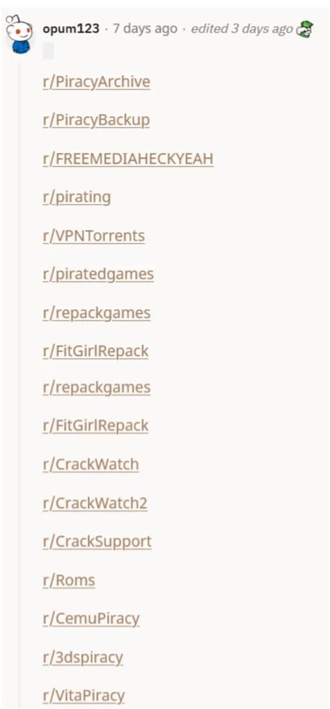 List of alternative piracy subreddits since the one posted yesterday ...