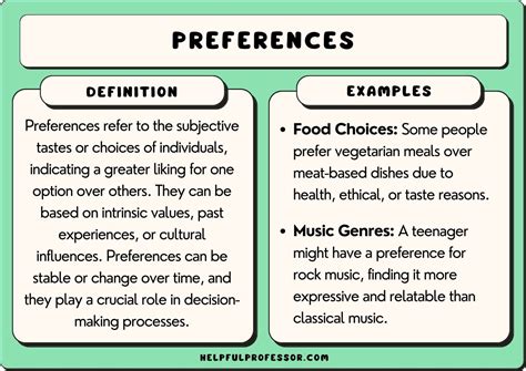 Preferences Examples