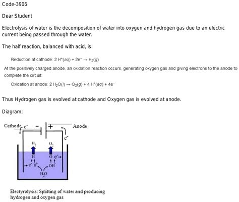 Explain The Process Of Electrolysis Of Water With Diagram El