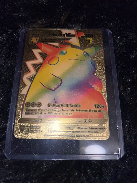 Mavin Pikachu Vmax Rainbow Shiny Gold Metal Pokemon Card 044 185