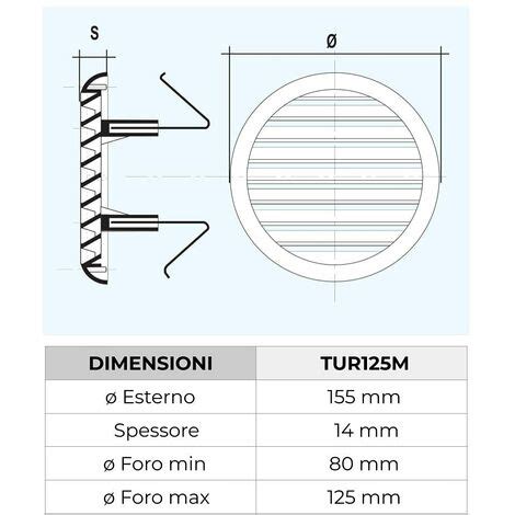 La Ventilazione Tur M Griglia Di Ventilazione In Plastica Con Molle