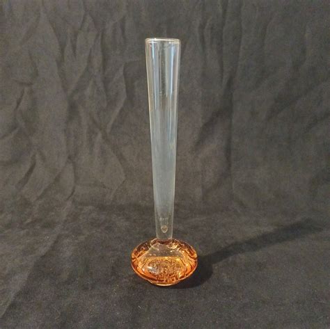 Cm Amber Glass Bud Vase With Controlled Bubble Base Mid Century