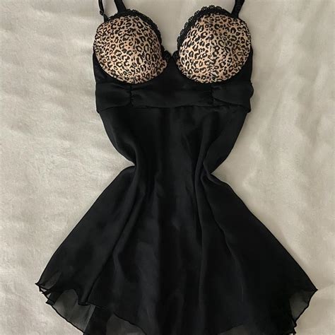 Vintage Black Semi Sheer Babydoll Lingerie Slip Depop