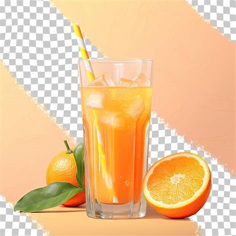 Premium PSD A Glass Of Orange Juice With A Straw In It And A Straw In