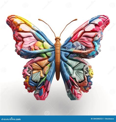 Colorful 3d Butterfly Sculpture: a Critique of Consumer Culture Stock