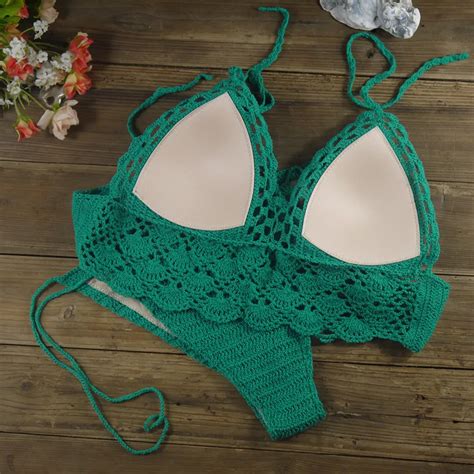 Women Sexy Crochet By Hand Swimsuit Crochet Bikini Hollow Crochet Swimwear Custom Colors Sy