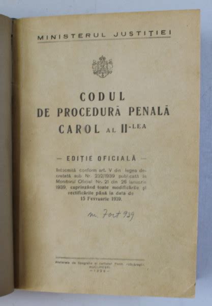 Codul Penal Codul De Procedura Penala Carol Al Ii Lea Editie