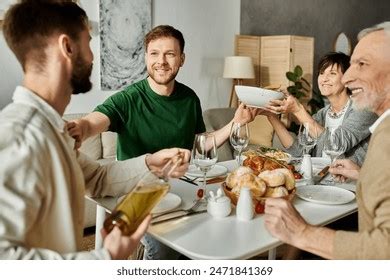 Gay Couple Shares Meal Parents Home Stock Photo Shutterstock