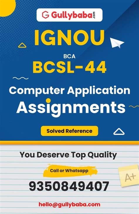 IGNOU BCSL 44 Solved Assignment Computer Application BCA