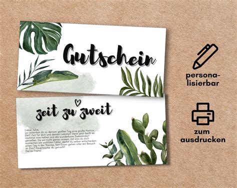 Individualisierbarer Gutschein Zeit Zu Zweit Zum Ausdrucken Etsy De