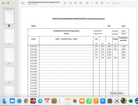 Verpflegungsmehraufwendungen Excel Vorlage