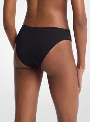 Studded Stretch Nylon Bikini Bottom In Black Sale Michael Kors Us