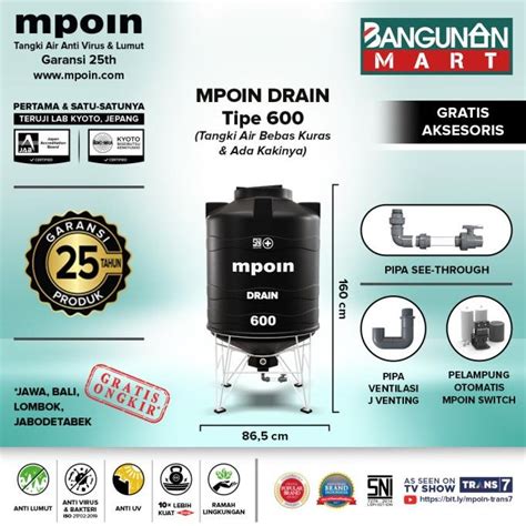 Jual Toren Tangki Air Mpoin Drain Kapasitas Liter Shopee