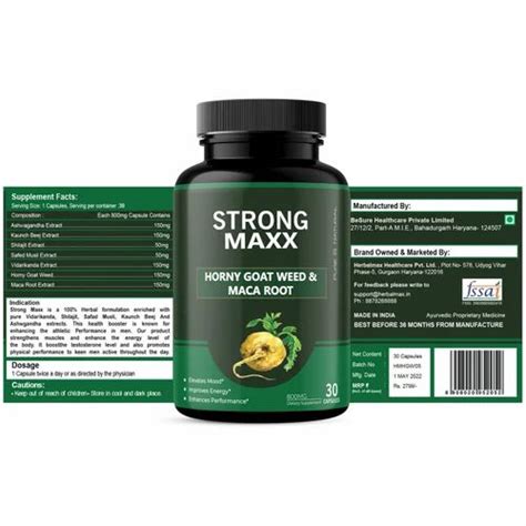 Herbal Max Strong Maxx Horny Goat Weed Maca Root To Boost Strength