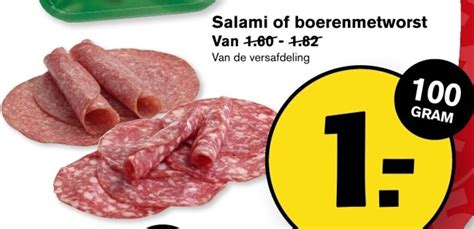 Salami Of Boerenmetworst G Aanbieding Bij Hoogvliet