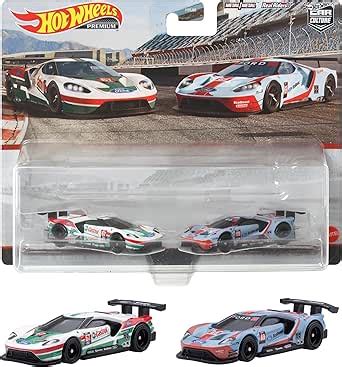 Amazon ホットウィール Hot Wheels プレミアム 2パック 16 フォード GT レース 3才 HCY72 ホワイト ブルー ミニカーダイキャストカー ホビー