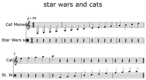 Star Wars And Cats Sheet Music For Cat Meows Star Wars Set